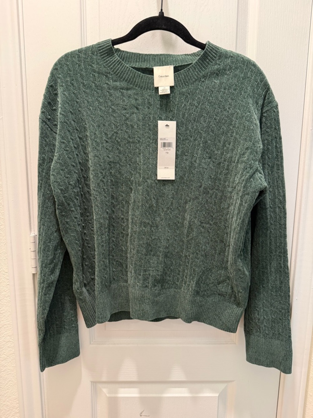 Cable-Knit Crewneck Sweater - Green